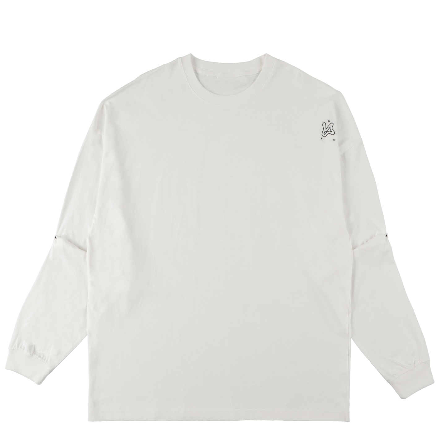 LONG SLEEVE T SHIRT WHITE ( STUDY 5.01 : ARM PINCHED EMBROIDERY )